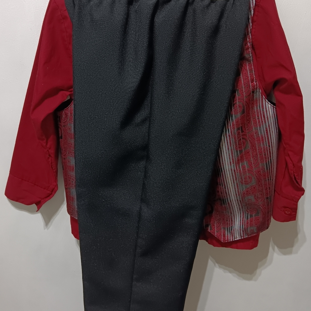 Boys Red and Black Vest, Shirt, Pant, 5T